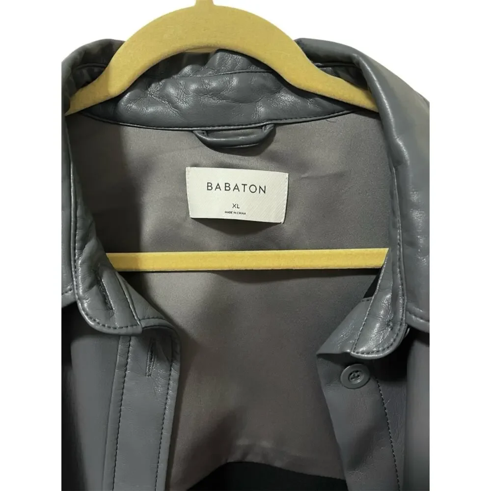 NEW Aritzia Babaton Pelli Faux Leather Shirt Jacket XL Echo Gray